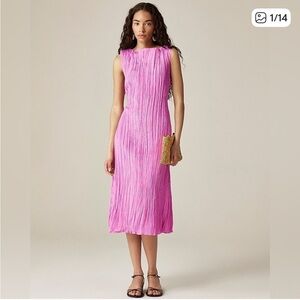 J.Crew Crinkled high-neck sheath dress Bubblegum Pink Size 6